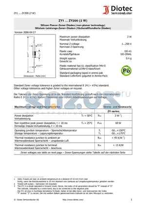 ZY10 datasheet - Silicon-Power-Zener Diodes