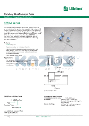 LT230 datasheet - Switching Gas Discharge Tubes - Gas Plasma Voltage Dependent Switches