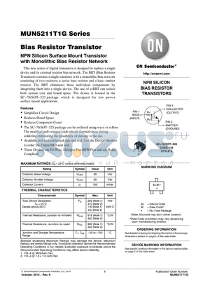 MUN5233T1G datasheet - Bias Resistor Transistor