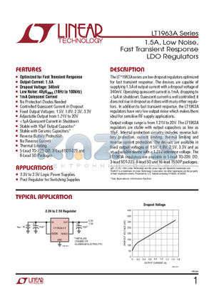 LT3020 datasheet - 1.5A Low Noise  Fast Transient Response LDO Regulators