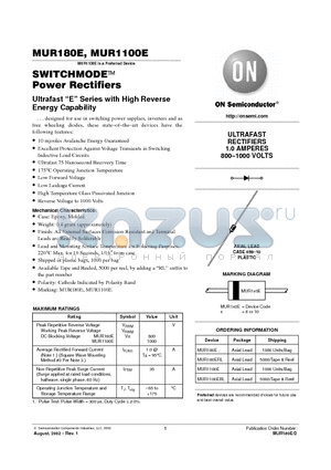 MUR1100E datasheet - SWITCHMODE Power Rectifiers