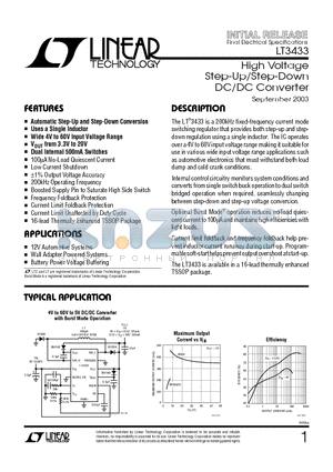 LT3433EFE datasheet - High Voltage Step-Up/Step-Down DC/DC Converter