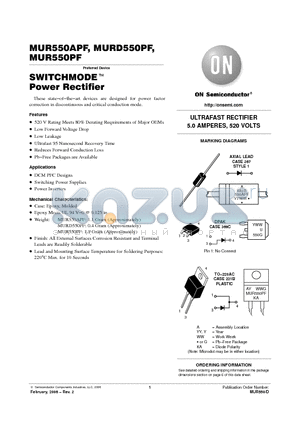 MUR550PF datasheet - SWITCHMODE Power Rectifier