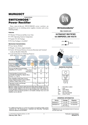 MUR620CT_06 datasheet - ULTRAFAST RECTIFIER 6.0 AMPERES, 200 VOLTS