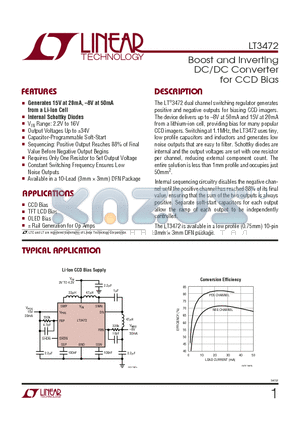 LT3472EDD datasheet - Boost and Inverting DC/DC Converter for CCD Bias