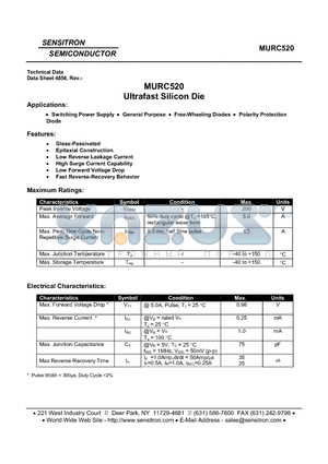 MURC520 datasheet - MURC520 Ultrafast Silicon Die