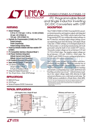 LT3582EUD-12PBF datasheet - I2C Programmable Boost and Single Inductor Inverting DC/DC Converters with OTP