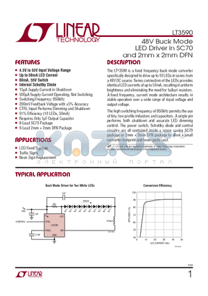 LT3590EDC-PBF datasheet - 48V Buck Mode LED Driver in SC70 and 2mm x 2mm DFN