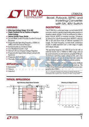 LT3957A datasheet - Boost, Flyback, SEPIC and Inverting Converter