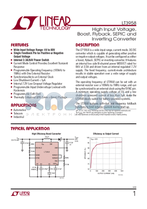 LT3958EUHEPBF datasheet - High Input Voltage, Boost, Flyback, SEPIC and Inverting Converter