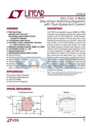 LT3972IDD-PBF datasheet - 33V, 3.5A, 2.4MHz Step-Down Switching Regulator with 75lA Quiescent Current