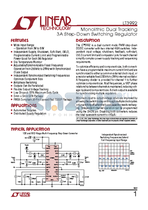 LT3992 datasheet - Monolithic Dual Tracking