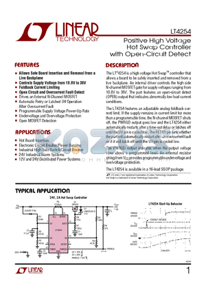 LT4254CGN datasheet - Positive High Voltage Hot Swap Controller with Open-Circuit Detect