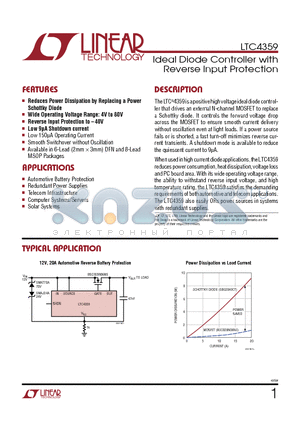 LT4363-1 datasheet - Ideal Diode Controller with Reverse Input Protection