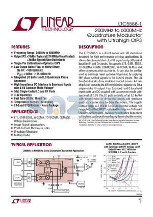 LT5568 datasheet - 200MHz to 6000MHz Quadrature Modulator with Ultrahigh OIP3