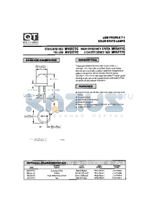 MV5077C datasheet - LOW PROFILE T-1 SOLID STATE LAMPS