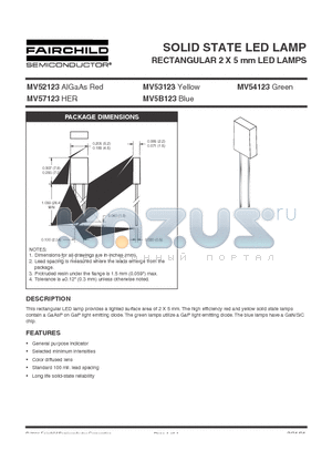 MV52123 datasheet - SOLID STATE LED LAMP RECTANGULAR 2 X 5 mm LED LAMPS