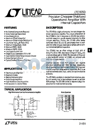 LTC1050CS8 datasheet - Precision Chopper Stabilized Operational Amplifier with Internal Capacitors