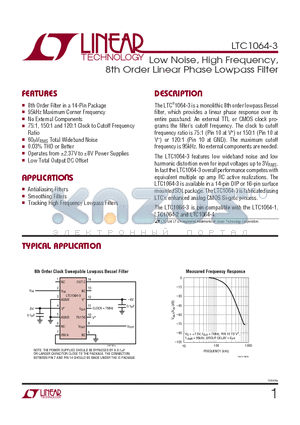 LTC1064-3MJ datasheet - Low Noise, High Frequency, 8th Order Linear Phase Lowpass Filter