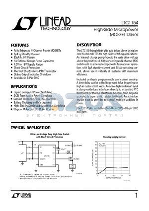 LTC1154 datasheet - High-Side Micropower MOSFET Driver