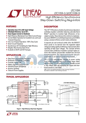 LTC1159IS-5 datasheet - High Efficiency Synchronous Step-Down Switching Regulators