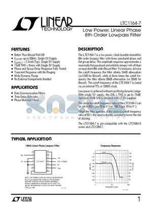LTC1164-7M datasheet - Low Power, Linear Phase 8th Order Lowpass Filter