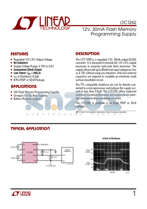 LTC1262CS8 datasheet - 12V, 30mA Flash Memory Programming Supply