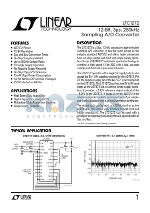 LTC1272-8CCS datasheet - 12-Bit, 3us, 250kHz Sampling A/D Converter