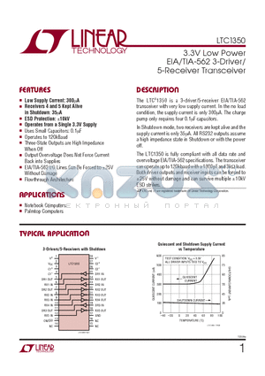 LTC1350CSW datasheet - 3.3V Low Power EIA/TIA-562 3-Driver/5-Receiver Transceiver