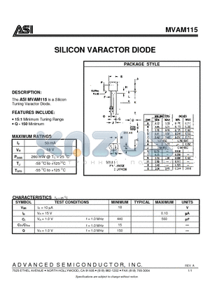 MVAM115 datasheet - SILICON VARACTOR DIODE