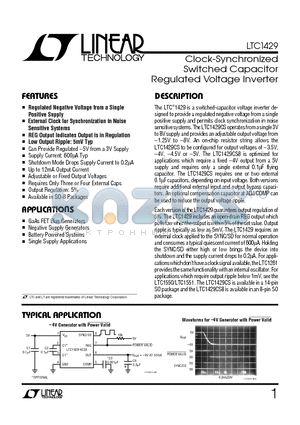 LTC1429 datasheet - Clock-Synchronized Switched Capacitor Regulated Voltage Inverter