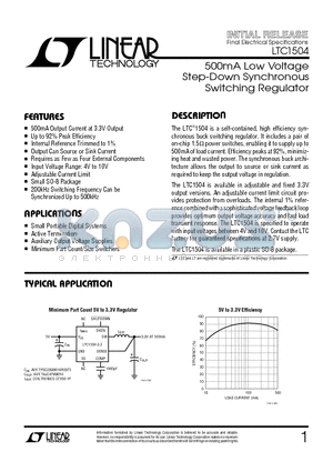 LTC1504CS8-3.3 datasheet - 500mA Low Voltage Step-Down Synchronous Switching Regulator