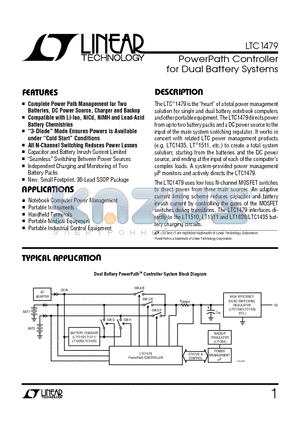 LTC1479 datasheet - PowerPath Controller for Dual Battery Systems