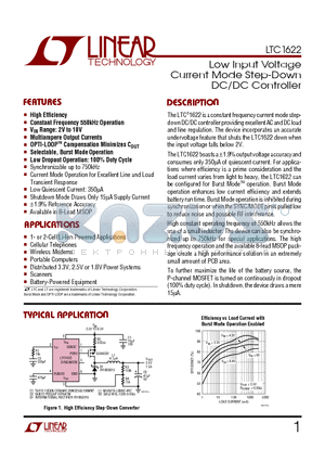 LTC1622CS8 datasheet - Low Input Voltage Current Mode Step-Down DC/DC Controller