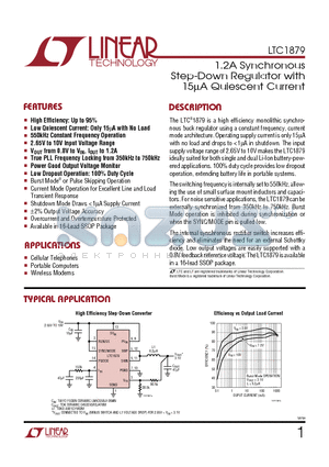 LTC1879 datasheet - 1.2A Synchronous Step-Down Regulator with 15mA Quiescent Current