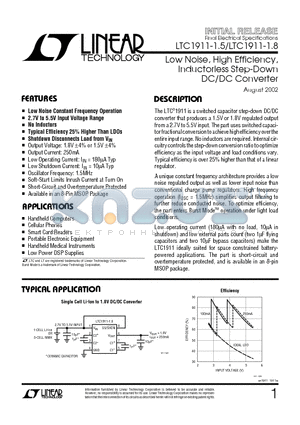 LTC1911-15 datasheet - Low Noise, High Efficiency, Inductorless Step-Down DC/DC Converter