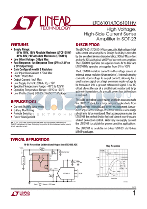 LTC2052 datasheet - High Voltage, High-Side Current Sense