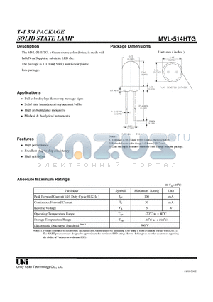 MVL-514HTG datasheet - SOLID STATE LAMP