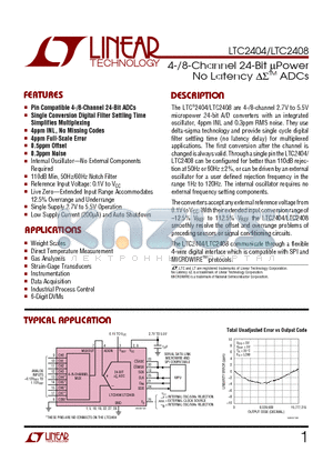 LTC2404CG datasheet - 4-/8-Channel 24-Bit uPower No Latency ADCs