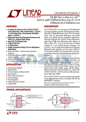 LTC2415CGN datasheet - 24-Bit No Latency ADCs with Differential Input and Differential Reference