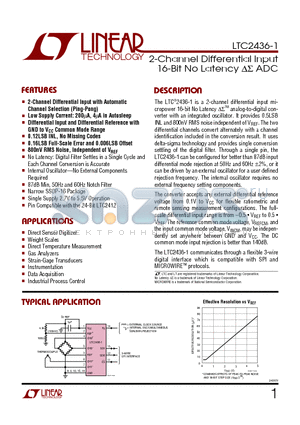 LTC2436-1IGN datasheet - 2-Channel Differential Input 16-Bit No Latency DS ADC