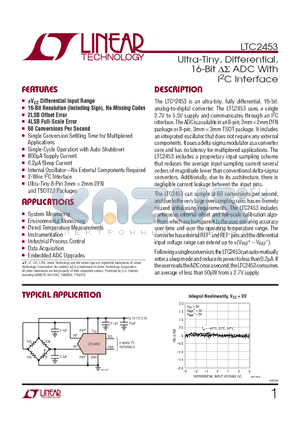 LTC2453 datasheet - Ultra-Tiny, Differential, 16-Bit DS ADC With I2C Interface