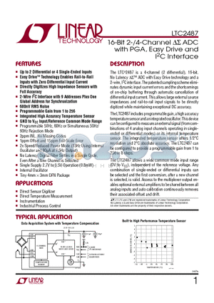 LTC2487IDETRPBF datasheet - 16-Bit 2-/4-Channel ADC with PGA, Easy Drive and I2C Interface