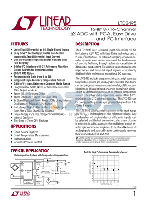 LTC2495CUHF datasheet - 16-Bit 8-/16-Channel DS ADC with PGA, Easy Drive and I2C Interface