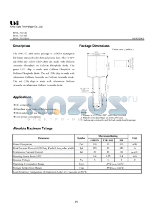 MVL-731YN datasheet - 2.6X6.8 rectangular led lamps