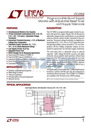 LTC2902-2IGN datasheet - Programmable Quad Supply Monitor with Adjustable Reset Timer and Supply Tolerance