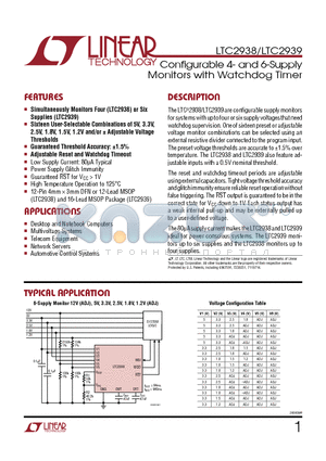 LTC2938HMS datasheet - Confi gurable 4- and 6-Supply Monitors with Watchdog Timer