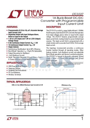 LTC3127EMSE datasheet - 1A Buck-Boost DC/DC Converter with Programmable Input Current Limit