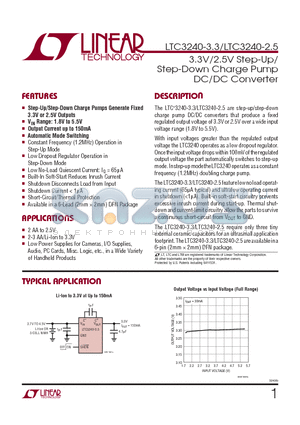 LTC3240EDC-3.3 datasheet - 3.3V/2.5V Step-Up/ Step-Down Charge Pump DC/DC Converter
