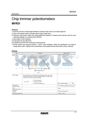 MVR21 datasheet - Chip trimmer potentiometers